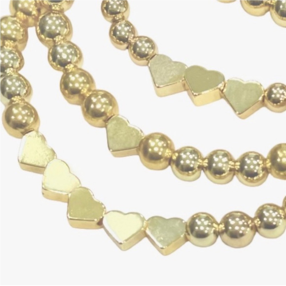 Gold Mini Heart Bead Bracelet